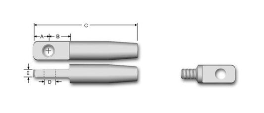Swageless Fixed Eye with Threaded Tab Assembly - 3/16 Wire Rope Fitting - Image 1