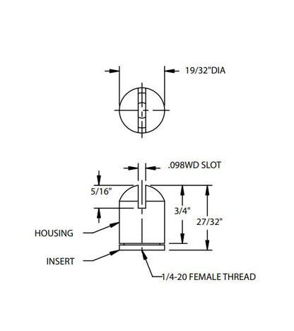 Kwik-Grips 1/4"-20 Female Slotted Cable Coupler - Image 3