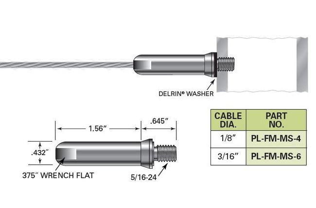 Push-LockÃ¢Â„Â¢ Stop End Fittings - Threaded Bolt, 3/16" - Image 1