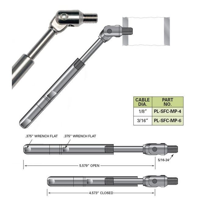 Push-Lock Tensioner with Threaded Clevis - Image 1
