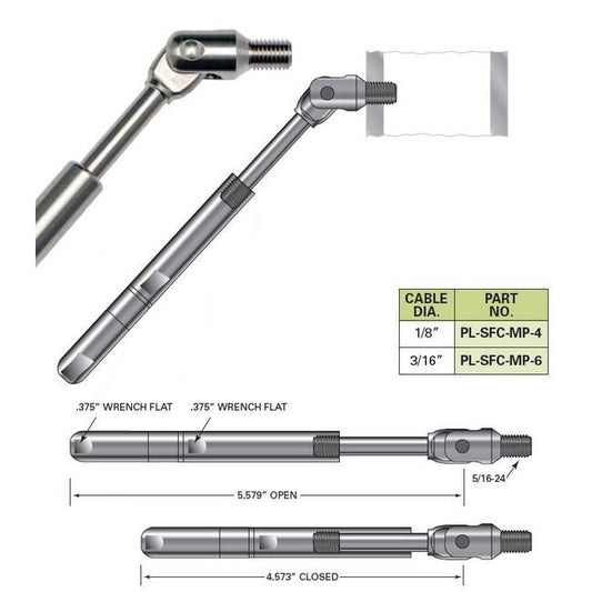 Push-Lock Tensioner with Threaded Clevis - Image 1