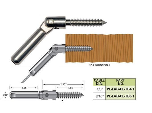 Push-LockÃ¢Â„Â¢ Lag Clevis End Fittings - Wood Post - Image 1