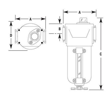 Arrow Pneumatics F4/F5/F6 MidFlow Coalescing Air Filter, 3/4in Pipe Size - Image 2