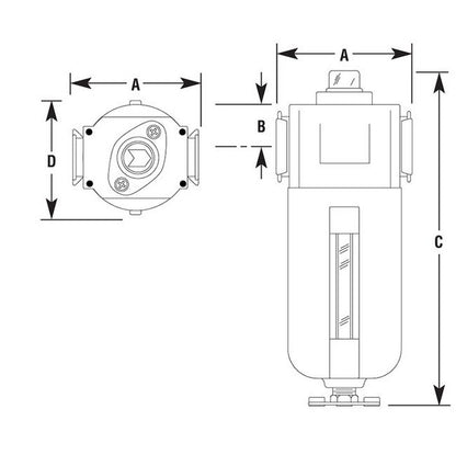 Arrow Pneumatics F4/F5/F6 Coalescing Air Filter - 1/2 in Pipe Size, Tri-Star Oil Removing - Image 2