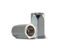 Small Full Hexagon Rivet Nut - 12.0mm L Dimension, Yellow Zinc Plated