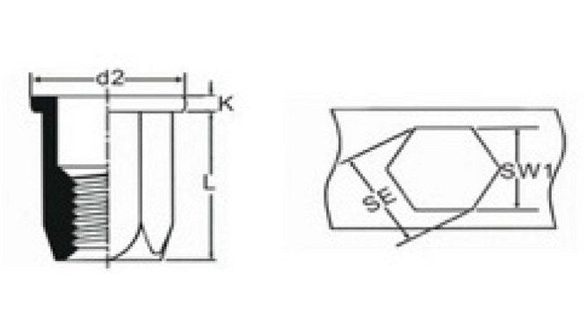 Ornit A-Series Full Hexagon Cylindrical Head Rivet Nut - Image 2