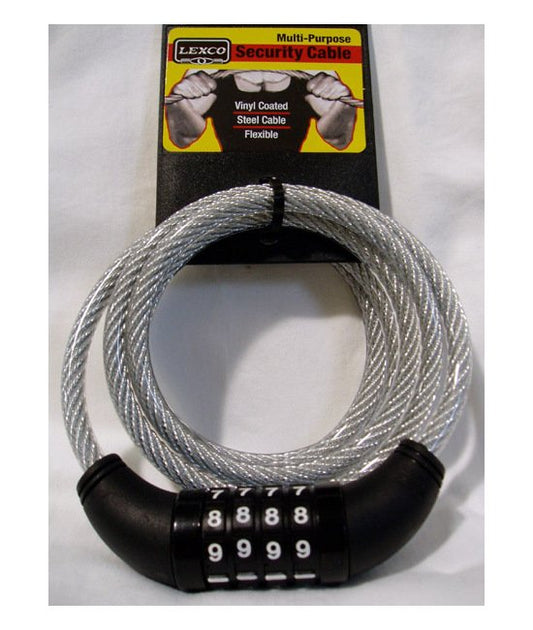 Lexco Coiled Cable Combo Lock - 6ft 3/8 inch, Clear - Image 1