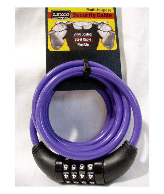 Lexco 6' 5/16 Matte Purple Cable Combination Lock - Image 1