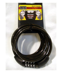 Lexco Coiled Cable Combination Lock 6' 5/16 Smoke