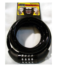 Lexco Black Coiled Cable Combination Lock 6ft 3/8