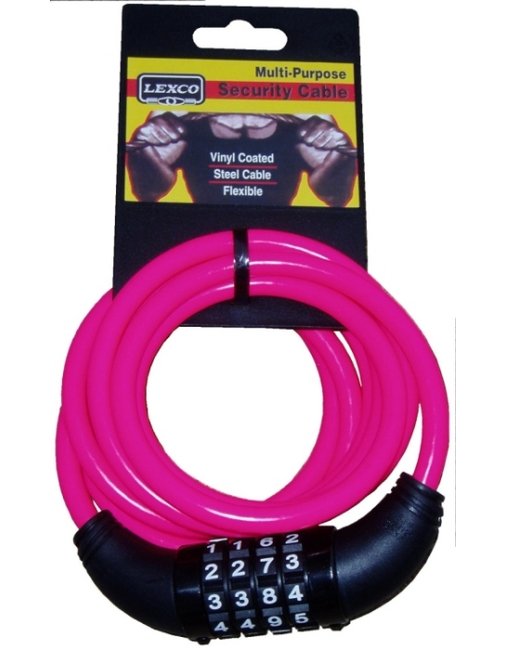 Neon Pink Coiled Cable Combination Lock 6ft, 5/16" - Image 1