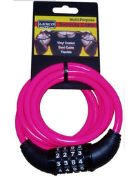 Neon Pink Coiled Cable Combination Lock 6ft, 5/16"