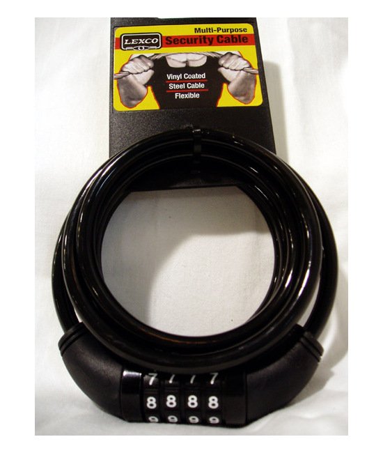 Lexco Coiled Cable Combination Lock 4' Black 5/16 1-pc - Image 1