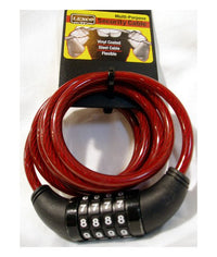 Red Coiled Cable Combination Lock 6 Feet 5/16 Inch Single-piece