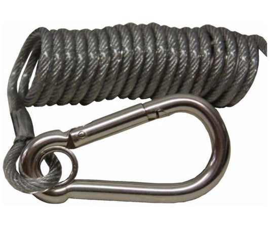 Vinyl-Coated Coiled GAC Cable with Carabiner Snap Hook - Image 1