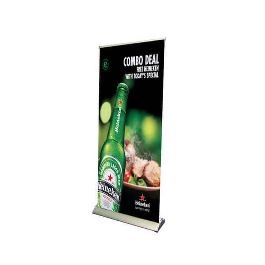 Megastore 50 Inch Premium Retractable Banner Stand with Vinyl Print - Image 1
