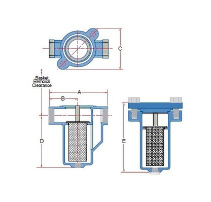 Sure Flow 3" Cast 316 Stainless Steel Simplex Basket Strainer - Image 2