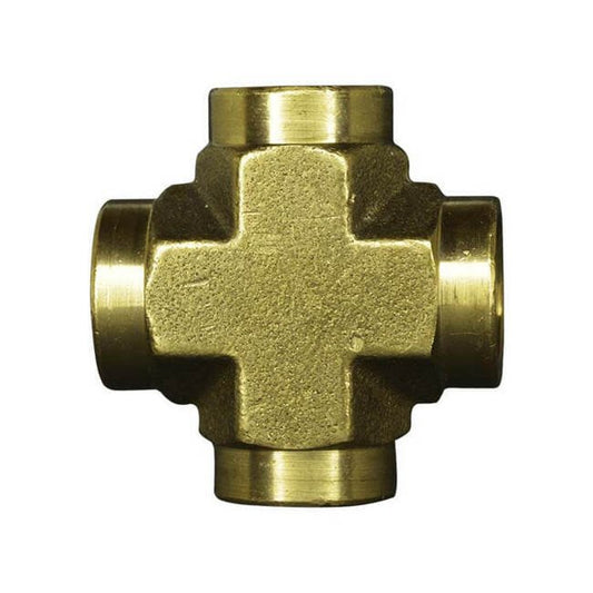 BFCC Series 1/8 Inch (in) Size Female National Pipe Thread (FNPT) Brass Cross Fitting - Image 1