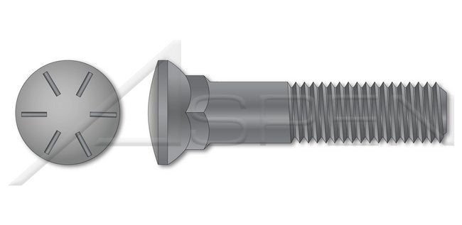 Dome Head #3; Head 1 1/2 Inch (in) Grip Length Grade 8 Steel Plain Plow Bolt - Image 1
