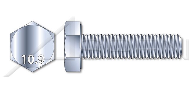Class 10.9 Steel Zinc Plated DIN 933/ISO 4017 Metric Full Thread Hex Head Cap Screw Bolt - Image 1