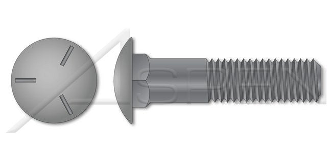 Steel Plain Grade 5 Round Head Square Neck Undersized Body Part Thread Carriage Bolt - Image 1