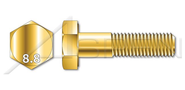 Class 8.8 Steel Yellow Zinc, Part Thread DIN 931/ISO 4014 Metric Hex Head Cap Screw Bolt - Image 1