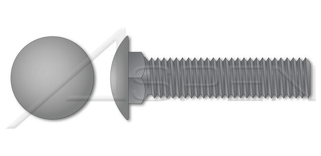 A307 Steel Round Head Square Neck Full Thread Plain Carriage Bolt - Image 1