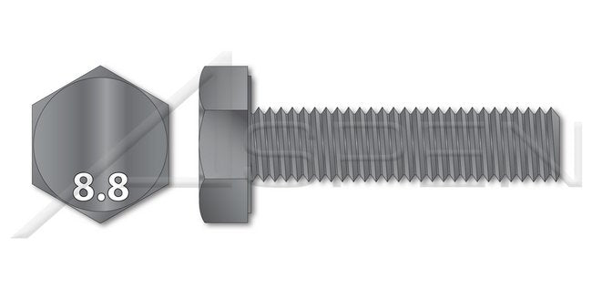Class 8.8 Steel Plain DIN 933/ISO 4017 Metric Full Thread Hex Head Cap Screw Bolt - Image 1