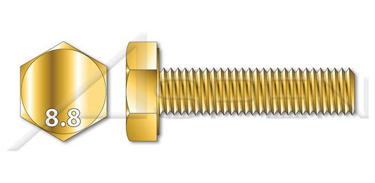 Class 8.8 Steel Yellow Zinc DIN 933/ISO 4017 Metric Full Thread Hex Head Cap Screw Bolt - Image 1