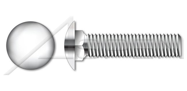 A4 Stainless Steel DIN 603/ISO 8677 Metric Round Head Square Neck Full Thread Carriage Bolt - Image 1