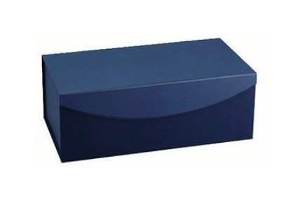 13 Inch Collapsible Curved Magnetic Closure Flap Box - Navy Leatherette Finish - Image 1