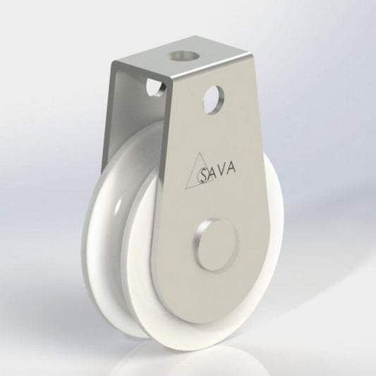 BP Series 0.17 Inch (in) Inner Groove Radius Stainless Steel Nylon Bracket Pulley - Image 1