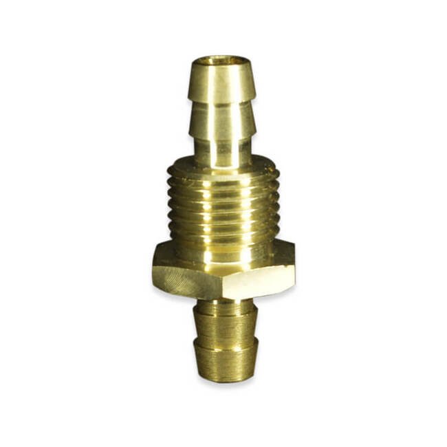 3/8 Inch (in) and 7/16-24 Multi-Barbed Brass Bulkhead - Image 1
