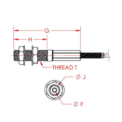 2.25 Inch (in) Thread Length and 0.063 Inch (in) Maximum Mating Cable Diameter Plated Steel Bulkhead Terminal - Image 2