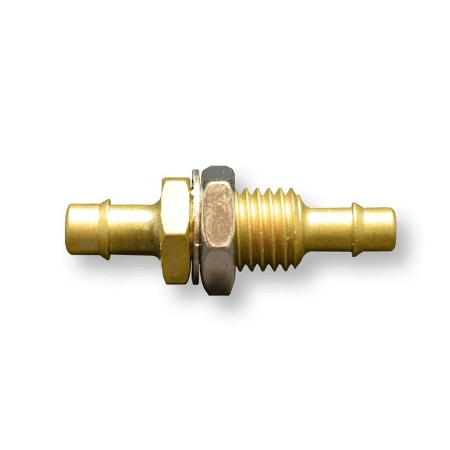 10-32 x 3/32 x 1/16 Barb Nickel Plated Bulkhead - Image 1
