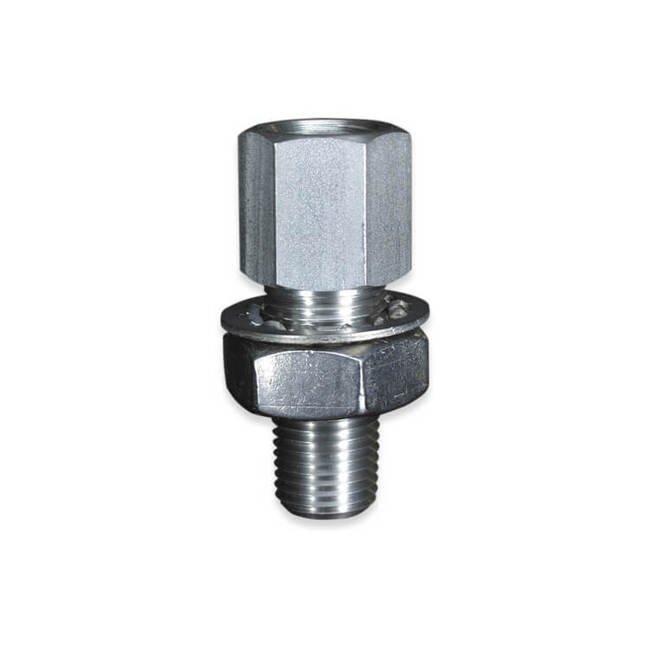 1/4 Male National Pipe Thread (MNPT) x 1/4 Female National Pipe Thread (FNPT) 303 Stainless Steel Bulkhead - Image 1