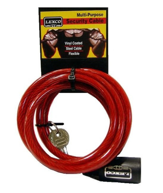 Red Coiled Cable Key/Combo Lock 6' 5/16 - Lexco - Image 1