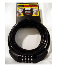 Lexco 6' Coiled Cable Combo Lock - Black