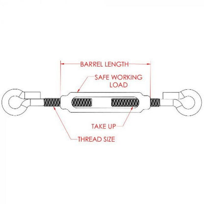 Super Strength Aluminum Eye and Eye Cable Turnbuckle - Image 2