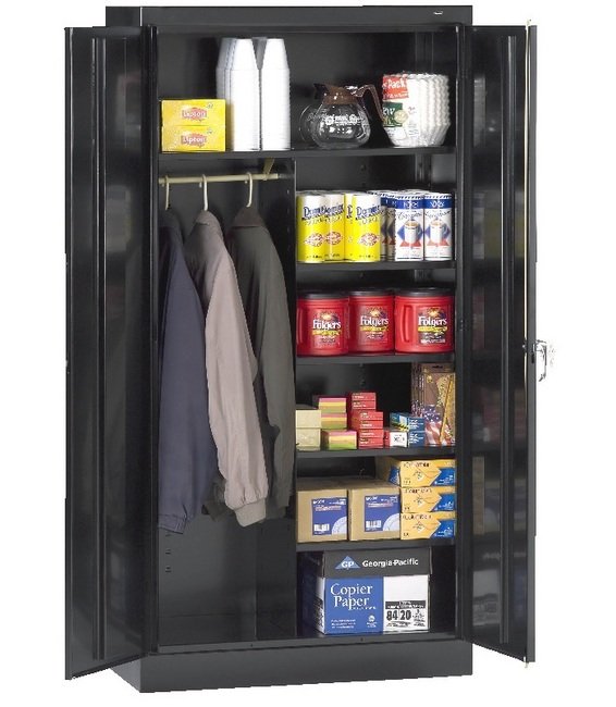 Tennsco 36"W x 72"H x 24"D Unassembled Black Combination Cabinet - Image 1