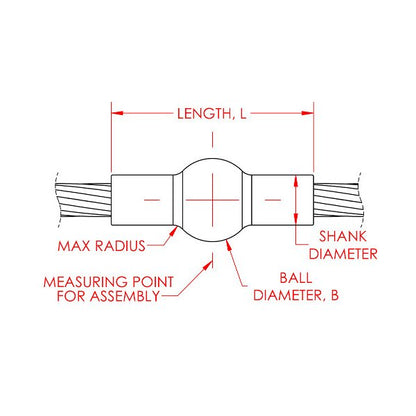 0.567 Inch (in) Ball Diameter Military Speciation (MS) Cable Ball with Double Shank - Image 2