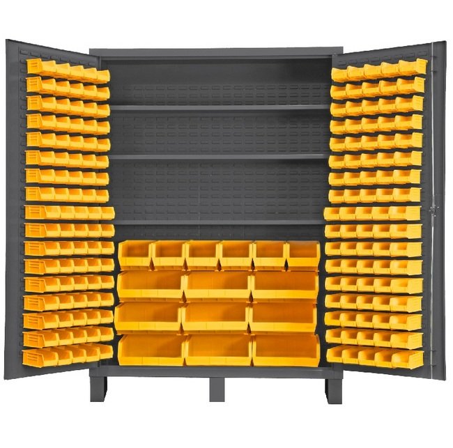 Heavy-Duty Steel Bin and Shelf Storage Cabinet - 60x84x14G - Image 1