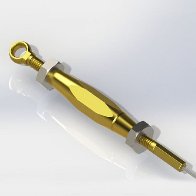 0.048 Inch (in) Maximum Mating Cable Diameter Miniature Precision Brass Eye and Plug Cable Turnbuckle - Image 1