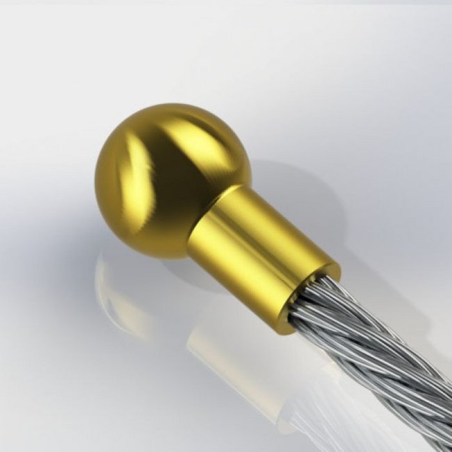 0.125 Inch (in) Ball Diameter and 0.032 Inch (in) Maximum Mating Cable Diameter Commercial Brass Cable Ball with Shank - Image 1
