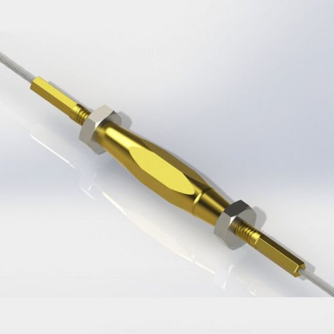 0.048 Inch (in) Maximum Mating Cable Diameter Miniature Precision Brass Plug and Plug Cable Turnbuckle - Image 1