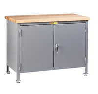 Heavy-Duty 12 Gauge Work Center Cabinet with Butcher Block Top - 48x30x37 in