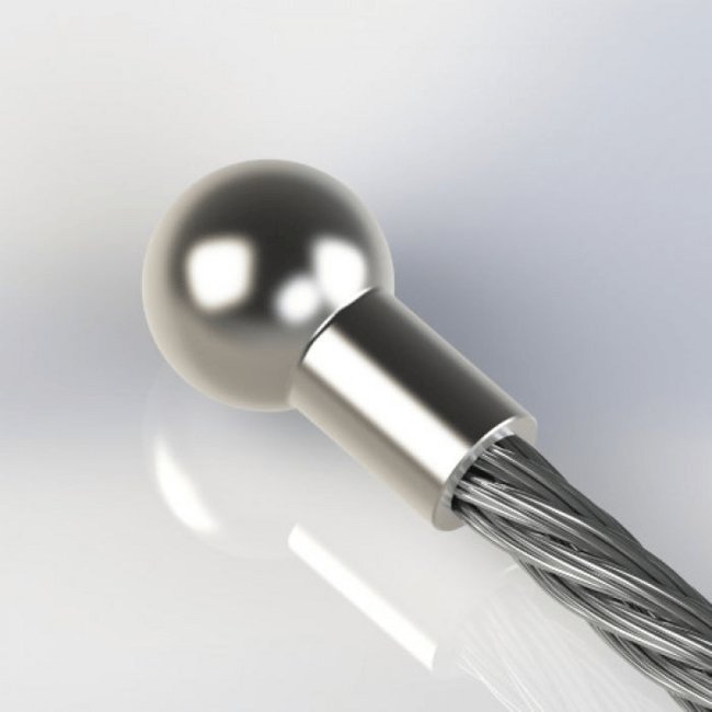 0.442 Inch (in) Ball Diameter and 0.188 Inch (in) Maximum Mating Cable Diameter Commercial Plated Steel Cable Ball with Shank - Image 1