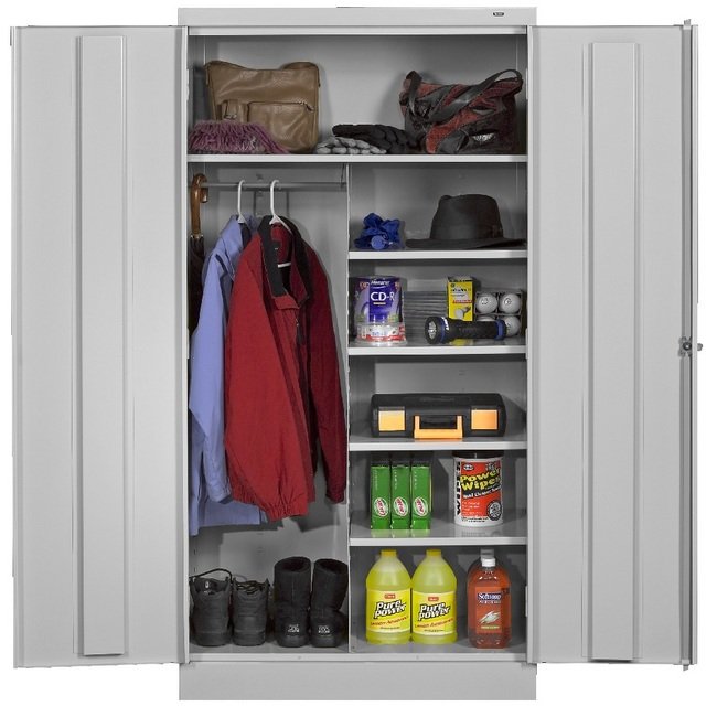 Tennsco 36" x 72" x 18" Unassembled Light Gray Combination Standard Cabinet - Image 1