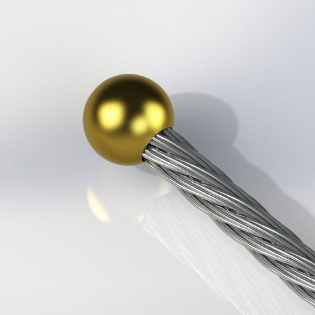 0.19 Inch (in) Cable Ball Diameter and 0.063 Maximum Mating Cable Diameter Commercial Brass Cable Ball - Image 1