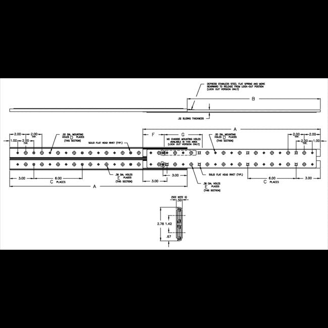 LBS-21-LO Heavy Duty 3/4 Extension with Lock-Out Ball Bearing Slide - Image 2